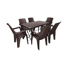 Luna Zeugma 70x120 Katlanır Ayak 6 Kişilik Nibras Koltuk Masa Takımı Kahverengi