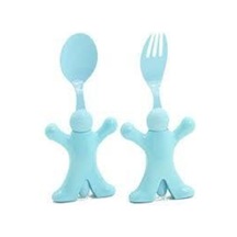 Bebek Figürlü Çocuk Mama Kaşık Çatal Seti Renkli Plastik Set Asor Çok Renkli