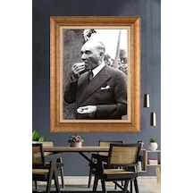 Altın Varaklı Çerçeveli Paspartulu Atatürk Tablo Hk2693