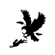 Tavşanı Yakalamaya Çalışan Kartal Etiket Sticker 18Cm