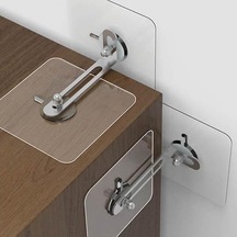 4 Set Deprem Güvenliği Kendinden Yapışkanlı Mobilya Eşya Dolap Sabitleme Aparatı Gümüş