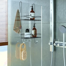 Teknotel Iki Katlı Duşakabin Banyo Rafı Mat Siyah Bk062 Çok Renkli