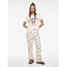 Koton Kısa Kollu Bisiklet Yaka Fiyonk Baskılı Pamuklu Pijama Takımı Pembe 6slk40077mk Gül