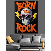 Ahşap Tablo Born To Rock Kurukafa Sanatı