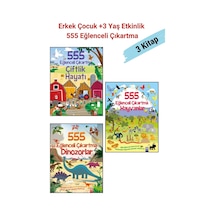 555 Eğlenceli Çıkartma 3 Kitap Set- 1.dinozorlar 2.çiftlik Hayatı 3.hayvanlar, +3 Yaş Erkek Çocuk