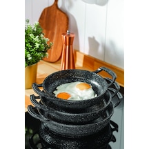 3'lü Fırına Girebilir Granit Döküm Sahan Seti 18-20-22 Cm Siyah