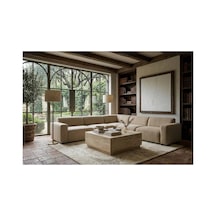 Modern Aura Traverten Desenli Kare Orta Sehpa 90x90 Cm Krem Kurulum Gerektirmez Krem Krem