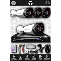 Turkno 4 Kameralı Galia 4 Dış Kamera Set HDD'siz Full HD Gece Görüşlü Güvenlik Kamerası Sistemi