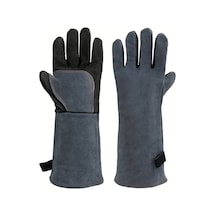 Willowhaven Siyah Gri Dayanıklı Deri Bbq Eldiveni Isıya Dayanıklı Isırmaya Karşı