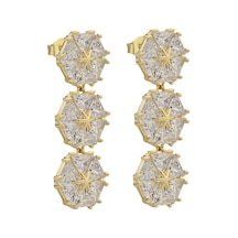 Taşlı Geometrik Şık Küpe Gold
