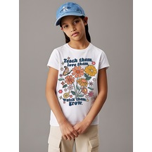 Uyguntarz Çocuk Teach Them Acbaskılı Pamuklu Tshirt Beyaz