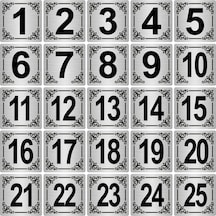 Metal Kapı,Masa,Dolap Numarası 4x4cm 25 adet (1..25) Gümüş Renk Metal