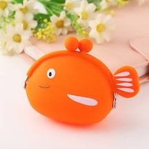 Mini Sevimli Balık Yaratıcı Karikatür Silikon Bozuk Para Cüzdanı Turuncu
