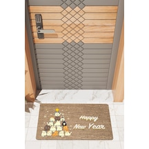 Rugmood Modern Dijtal Baskı Yılbaşı Kedi, Köpek New Year Kapı Önü Paspası Çok Renkli