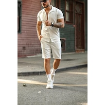 Tarz Cool Erkek Slim Fit Alt Üst Şort Takım Siyah
