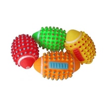 Sesli Dikenli Rugby Topu Şekilli Isırma Topu Köpek Oyuncağı Çok Renkli