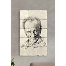 Doğal Taş Tablo - Atatürk Portresi Ve Atatürk Imzalı Tablo - Duvar Dekoru 30x50cm