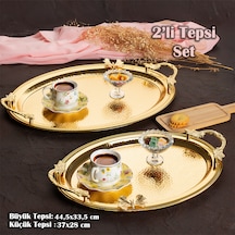 Porsima 3252 2li Gold Paslanmaz Çelik Kahve Servis Sunum Tepsisi