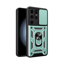 Samsung Galaxy Uyumlu, S24 Ultra Kılıf Pars Lens Yüzüklü Silikon - Yeşil