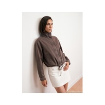 Dilvin 65391 %100 Pamuk Oversize Kot Ceket Kahve