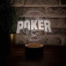 Poker Hediye Led Lamba Ahşap Taban 7 Farklı Işık Renkli