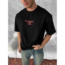 Yake Store Ön Ve Arka Baskılı Oversize Bisiklet Yaka T-shirt- Siyah - Siyah