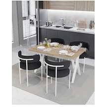 Avvio Majer Beyaz Teddy Sandalye 80x120 Yemek Masası Mutfak Masası 4 Kişilik Masa Sandalye Takımı Akça Model