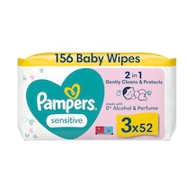 Prima Pampers Sensitive Islak Bebek Mendili, 3'lü 52 Adet 156 Islak Mendil