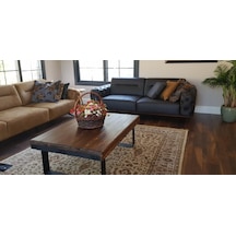 Deryawood Masif Ahşap Dogal Ağaç Orta Sehpa Ceviz 85x85x45 Cm