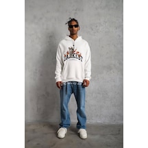 Erkek Dankes Baskılı Kapüşonlu Sweat - Beyaz Beyaz