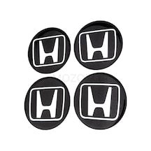 Kendinden Yapışkanlı Honda Logolu Siyah Beyaz 60 Mm 3d Jant Göbeği Etiket Seti 4 Adet Damla Baskı