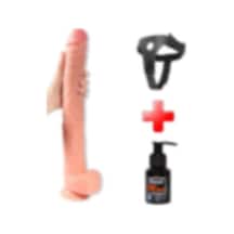Lilitu Shop 43 Cm Belden Bağlamalı Realistik Penis Gerçekçi Damarlı Dev Dildo