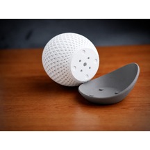 Bezos 3d Baskı Küre Saksı - Kafes Dokulu İki Parçalı Dekoratif Saksı - Beyaz-gri Rengaren Standart