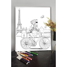 Bisiklet 40x30cm Çocuklar Için Özel Boyanabilir Tablo Tuval Mandala Kalem Hediyesi Yoktur.