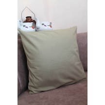 Yağ Yeşili Premium %100 Pamuklu Fermuarsız Kırlent Kılıfı 43x43cm