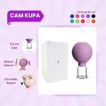 Silikon Vakumlu Cam Yüz Masaj Kupası No:3 Mor Çok Renkli