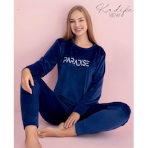 Pijamerry Kadın Kışlık Bisiklet Yaka Kadife Pijama Takımı 3017l - 1 Adet 001