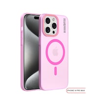 Apple iPhone 14 Pro Max Magsafe Uyumlu Mat Sert Klein Kılıf Pembe