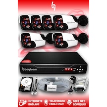 Bayicam 6 Kameralı Panda 6 Dış Kamera Set 1 TB HDD Full HD Gece Görüşlü Güvenlik Kamerası Sistemi