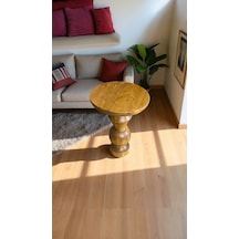 Simillo Tekli Masif Ahşap Yan Sehpa Doğal Koyu Ceviz Renkli Mantar Model - Mushroom Side Table Koyu Ceviz