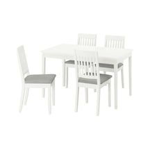 Yemek Masası Takımı, Beyaz-tibbleby Bej/gri, 4 Sandalyeli, Açılabilir