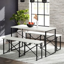 Masa Takımı Bench Bank Masa Seti 120x60 Masa Mutfak Masası Yemek