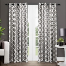 Exclusive Home Curtains - Eh7920-02 2-x84g Modo Metalik Geometrik Pencere Perde Paneli Çifti Gromet Üst, 54x84, Siyah İnci, 2 Adet 50 x 22