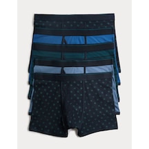 Marks & Spencer 5'li Desenli Boxer T14004830s Lacivert