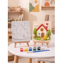 15x15 Sevimli Ev Taş Boyama Seti Çocuk Ve Yetişkin Hobi Kiti