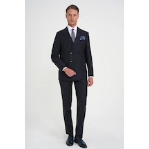 Efor Slim Fit Çift Yırtmaç Çizgili Kruvaze Klasik Koyu Lacivert Takım Elbise Tk 925 Lacivert Efor Slim Fit Çift Yırtmaç Çizgili Kruvaze Klasik Koyu Lacivert Takım Elbise Tk 925 Lacivert