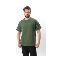 Madmext Haki Baskılı Nakış Detaylı Erkek T-shirt E7108 Haki