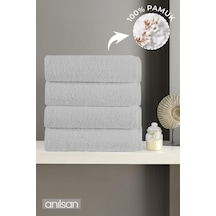 4'lü Gri El Havlusu - 50x90 Cm, 225 Gr, %100 Pamuk, Spa Ve Otel Havlusu Gri
