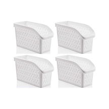 Omnipazar Sy-2170 Plastik Küçük Dolap İçi Sebze Meyve Düzenleyici Beyaz 4 Lü Set Beyaz