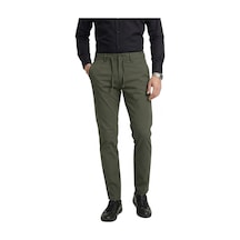 Deepsea Erkek Haki Esnek Kumaş Slim Fit Beli Lastikli Günlük Spor Pantolon 2601070